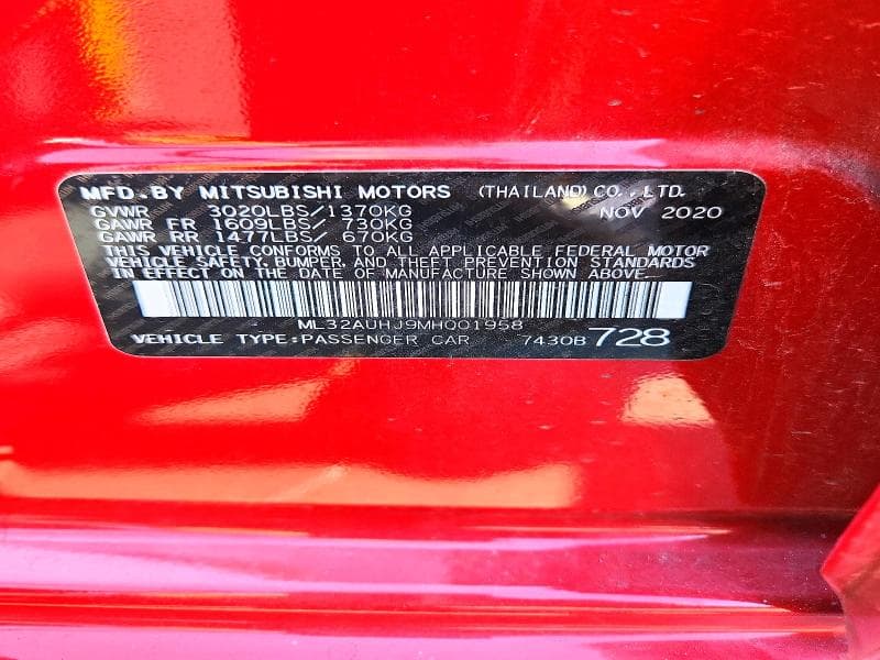 2021 MITSUBISHI MIRAGE ES 13