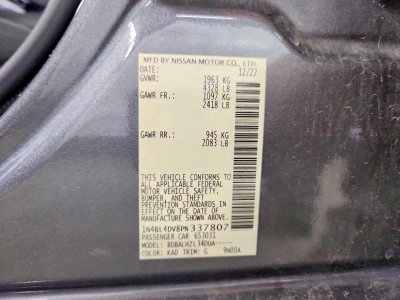 2023 NISSAN ALTIMA SV 12