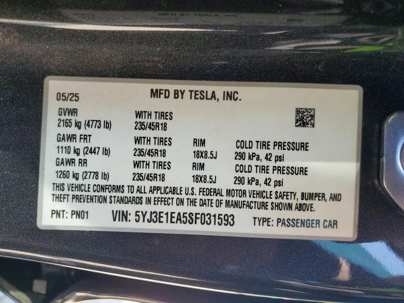 2025 TESLA MODEL 3 13