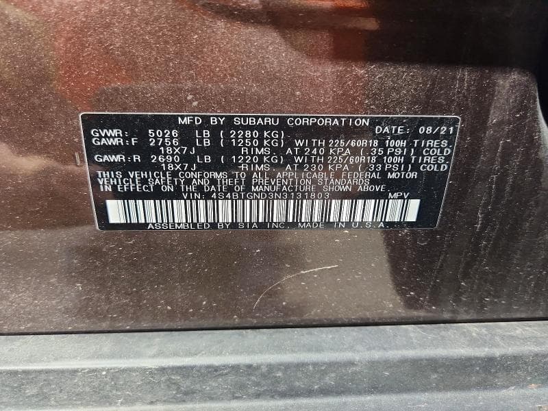 2022 SUBARU OUTBACK LIMITED XT 13