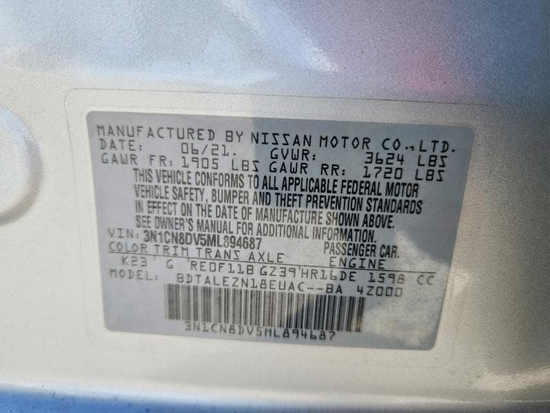 2021 NISSAN VERSA S 13