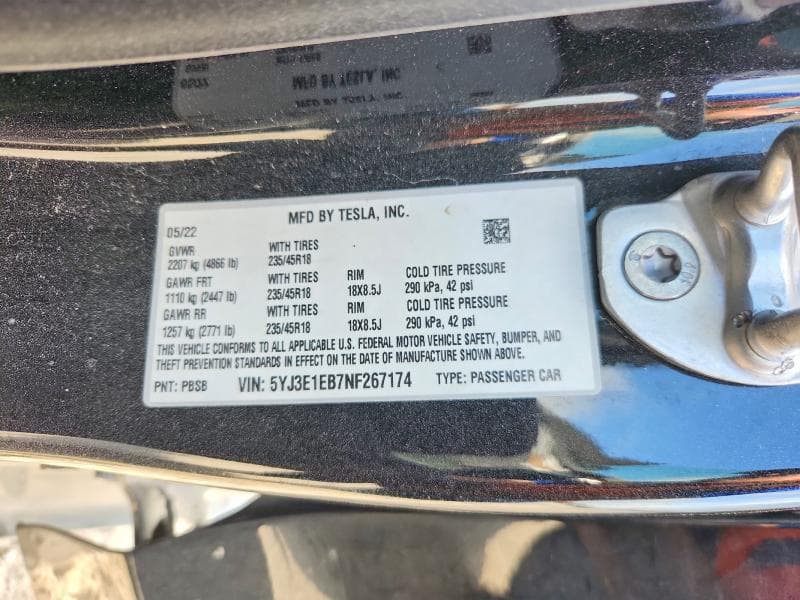 2022 TESLA MODEL 3 12
