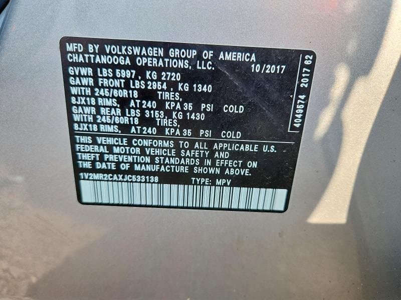 2018 VOLKSWAGEN ATLAS SEL 13