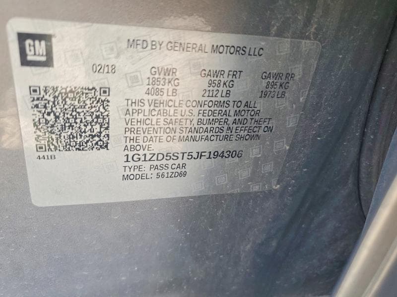 2018 CHEVROLET MALIBU LT 12