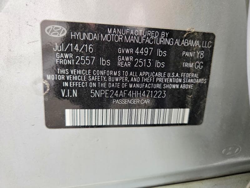 2017 HYUNDAI SONATA SE 12