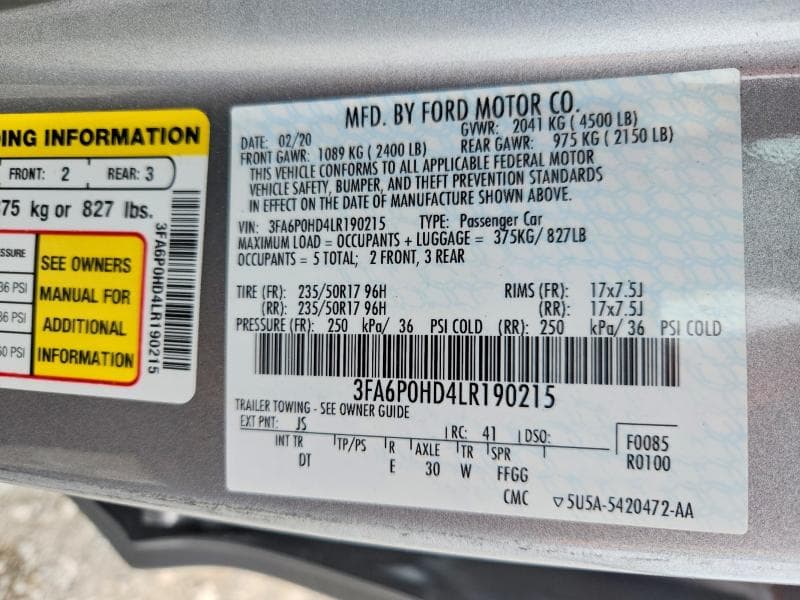 2020 FORD FUSION SE 12