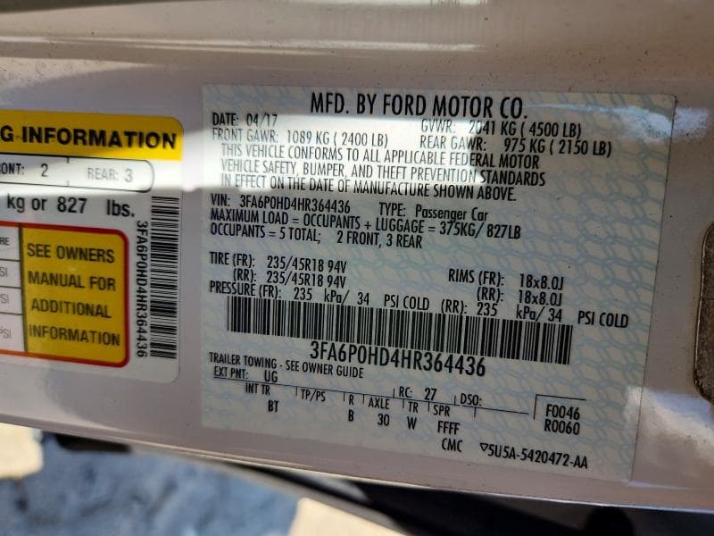 2017 FORD FUSION SE 12