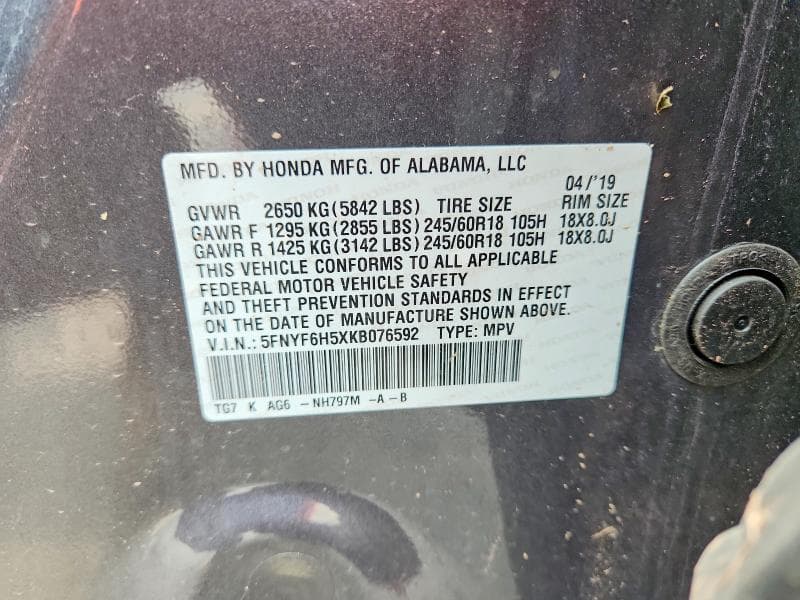 2019 HONDA PILOT EXL 14
