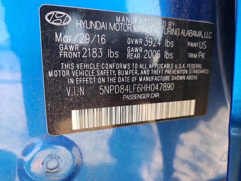 2017 HYUNDAI ELANTRA SE 12