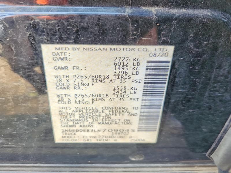 2020 NISSAN FRONTIER SV 12