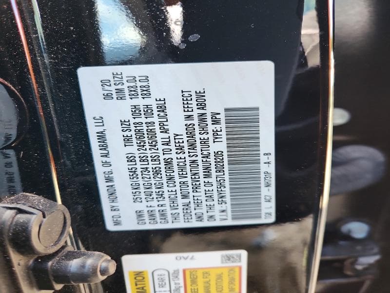 2020 HONDA PILOT EXL 13