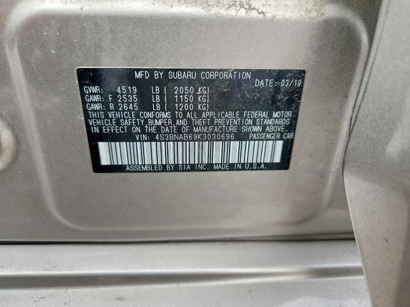 2019 SUBARU LEGACY 2.5I 12