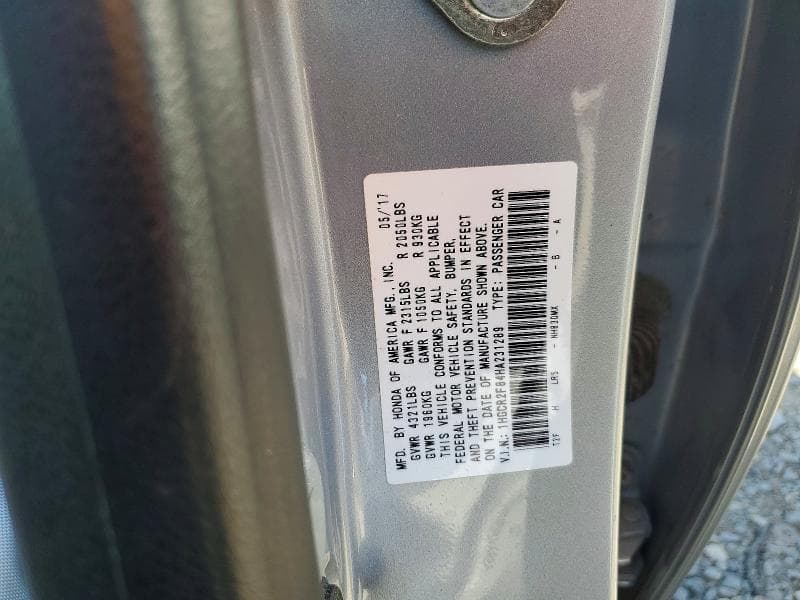 2017 HONDA ACCORD EXL 12
