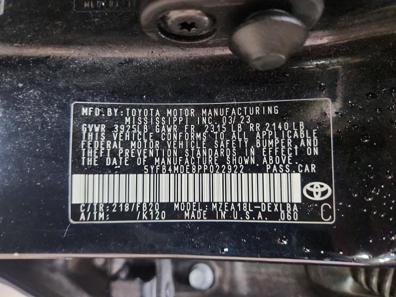 2023 TOYOTA COROLLA LE 12