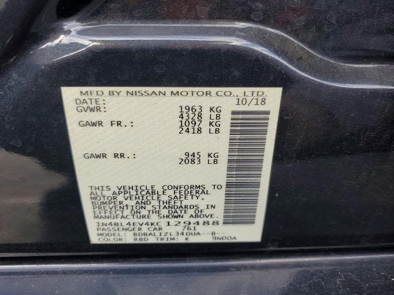 2019 NISSAN ALTIMA SL 12