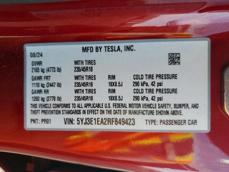 2024 TESLA MODEL 3 12
