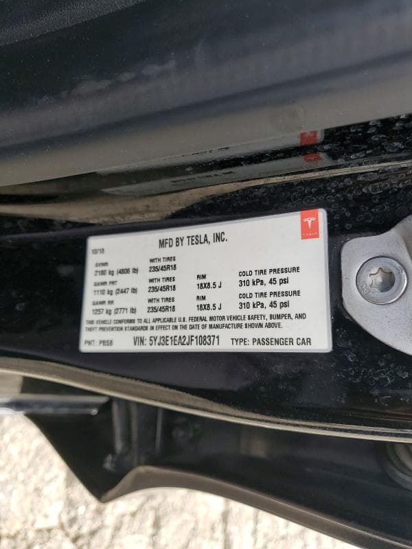 2018 TESLA MODEL 3 12