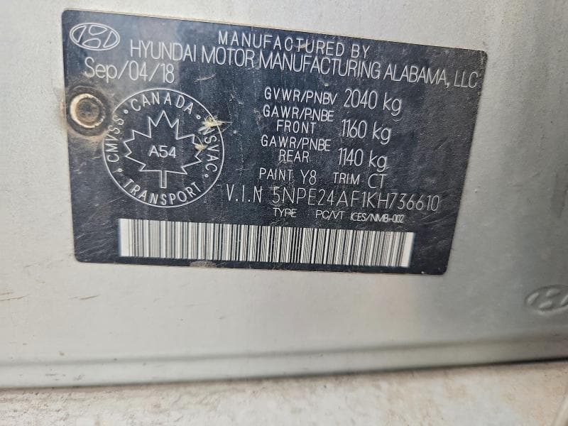 2019 HYUNDAI SONATA SE 12