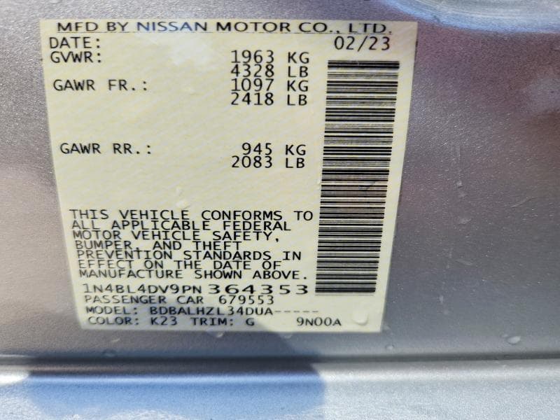 2023 NISSAN ALTIMA SV 13