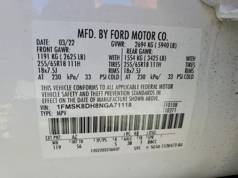 2022 FORD EXPLORER XLT 13