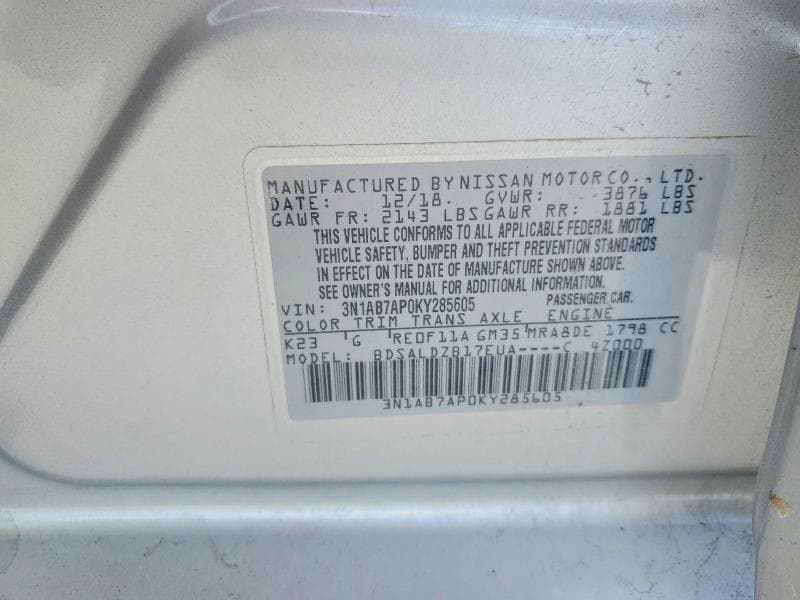 2019 NISSAN SENTRA SV 13