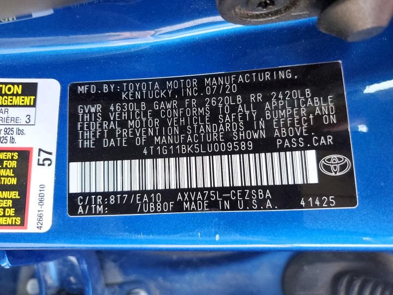 2020 TOYOTA CAMRY SE 12