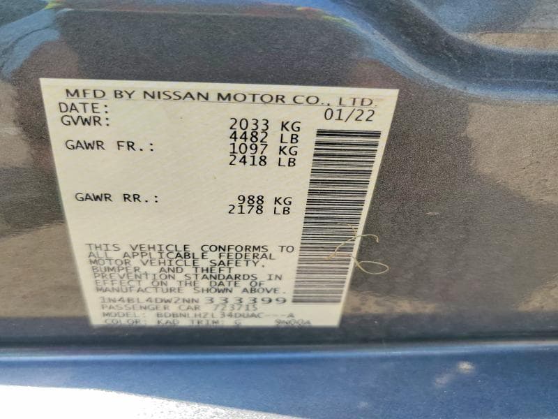 2022 NISSAN ALTIMA SV 12