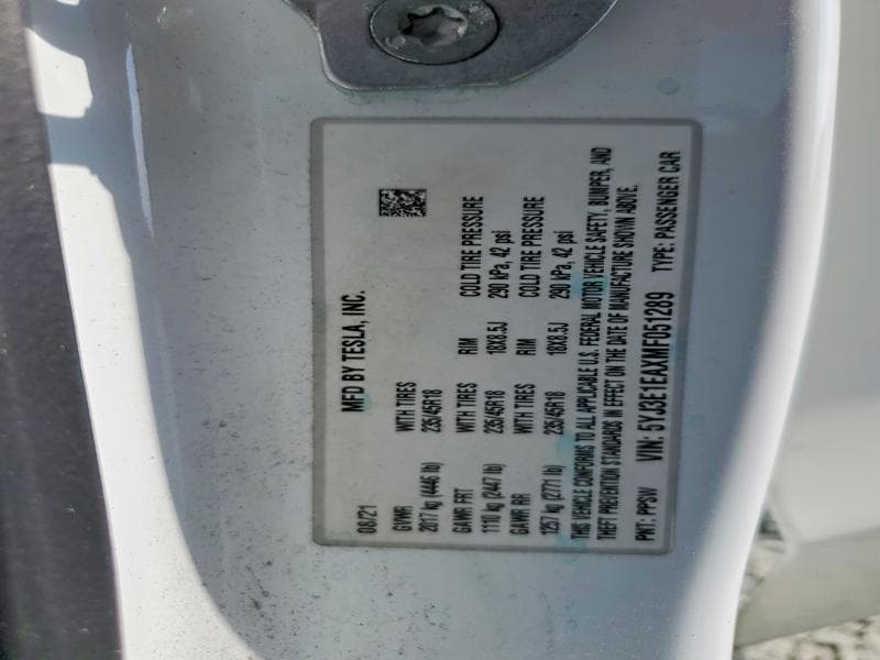 2021 TESLA MODEL 3 12