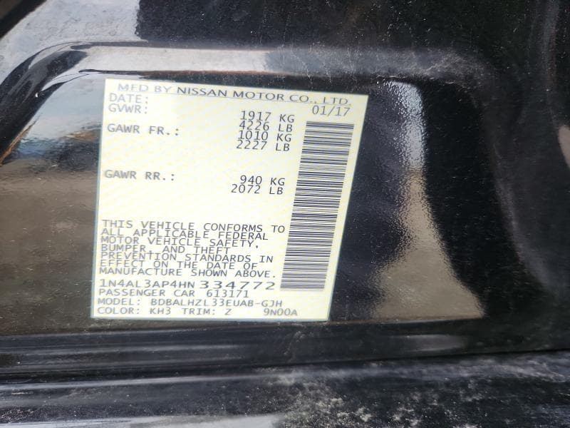 2017 NISSAN ALTIMA 2.5 SR 12