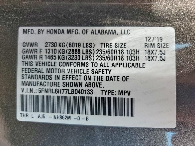 2020 HONDA ODYSSEY EXL 13