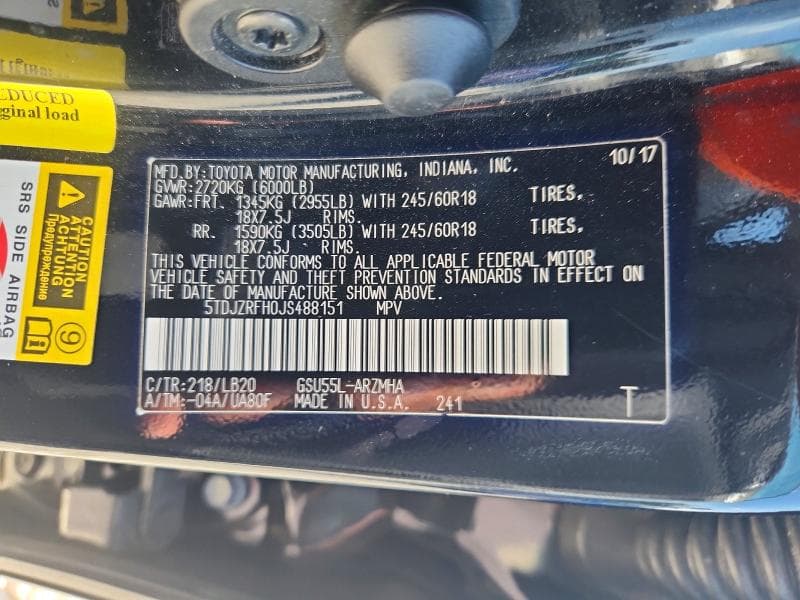 2018 TOYOTA HIGHLANDER XLE 13