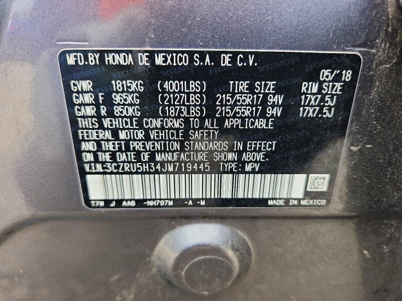 2018 HONDA HR-V LX 13