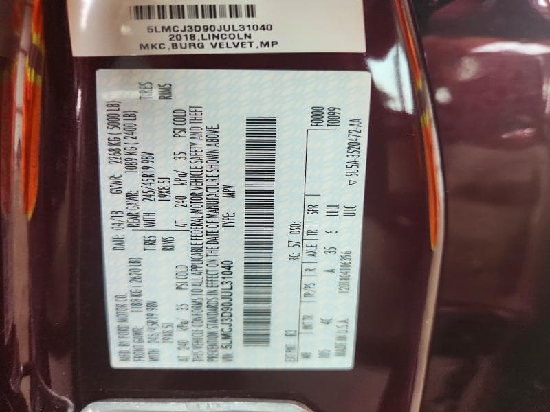 2018 LINCOLN MKC RESERVE 12