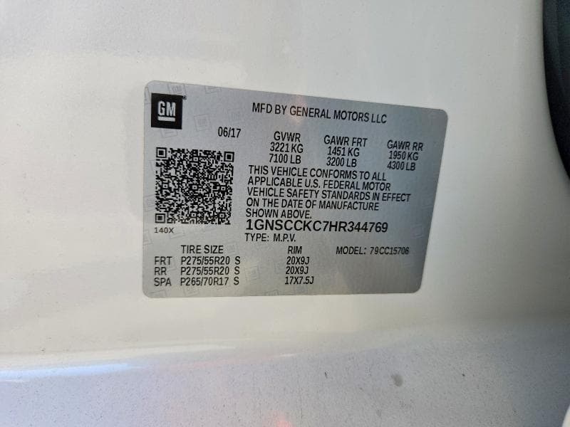 2017 CHEVROLET TAHOE C1500 PREMIER 13
