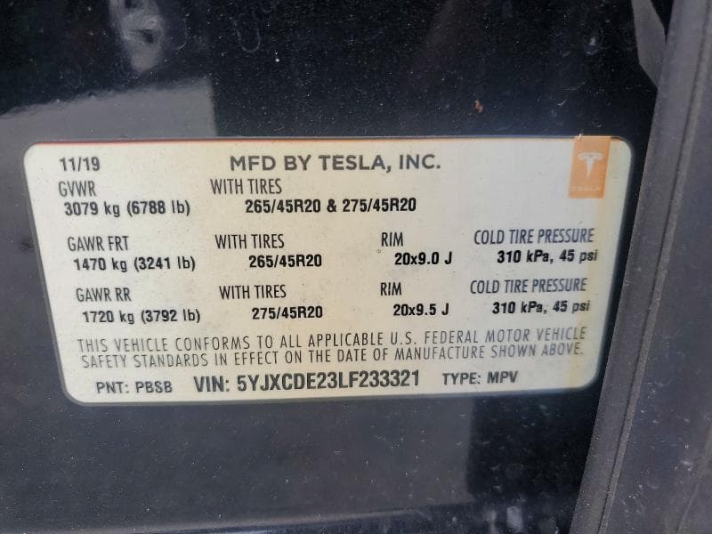 2020 TESLA MODEL X 12
