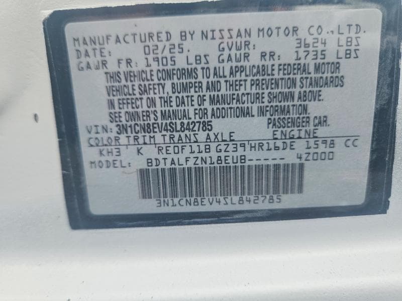 2025 NISSAN VERSA SV 12