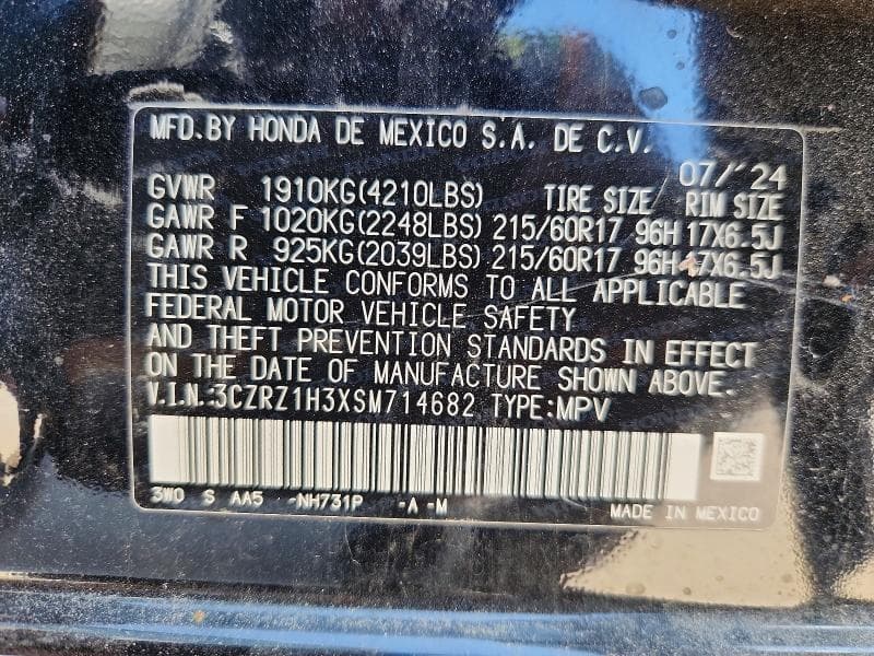 2025 HONDA HR-V LX 13