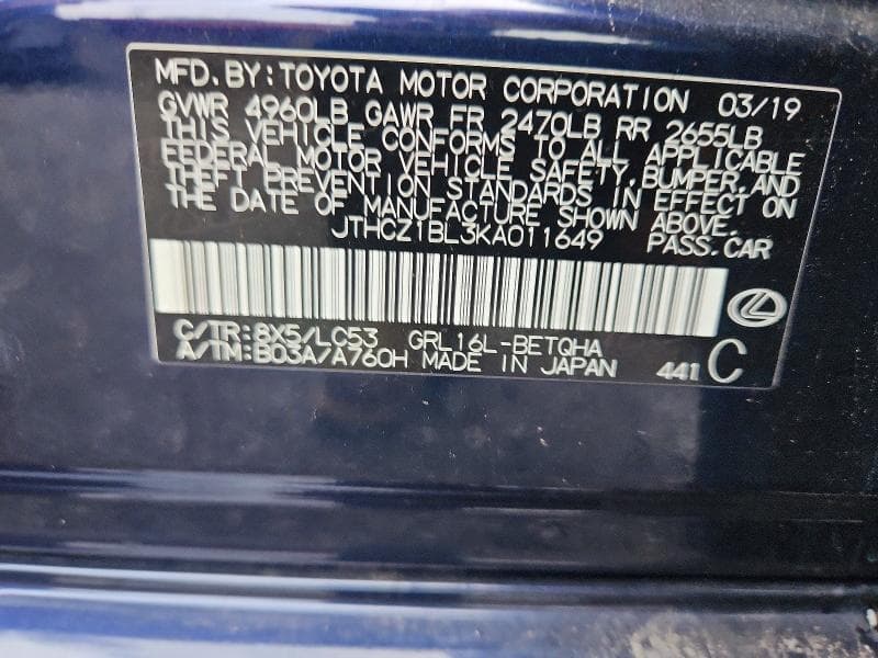 2019 LEXUS GS 350 BASE 12