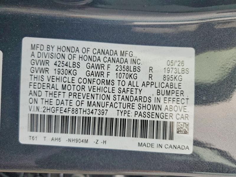 2026 HONDA CIVIC SPORT 12