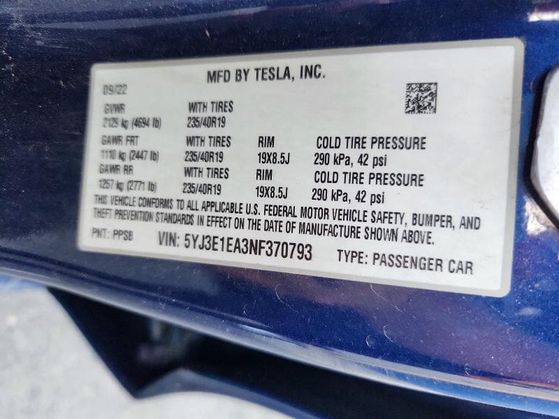 2022 TESLA MODEL 3 13