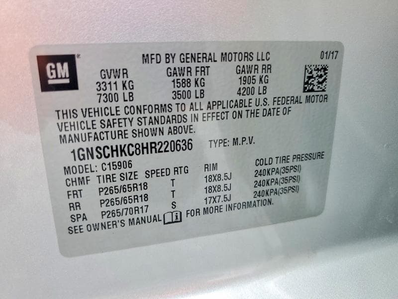2017 CHEVROLET SUBURBAN C1500 LT 13
