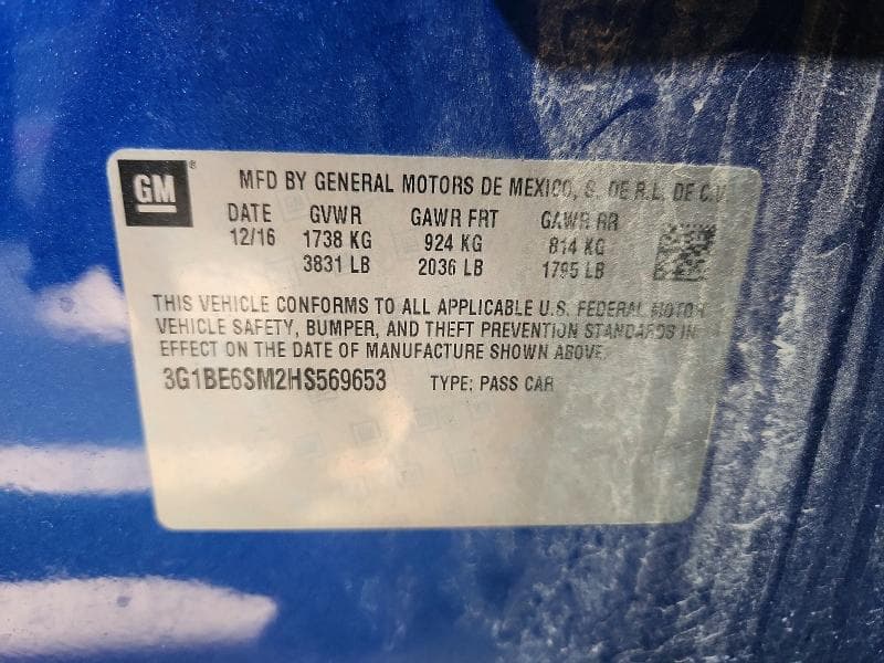 2017 CHEVROLET CRUZE LT 13