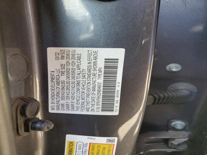 2022 HONDA PILOT SE 12