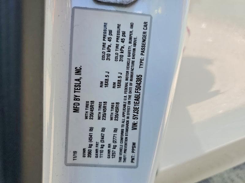 2020 TESLA MODEL 3 13