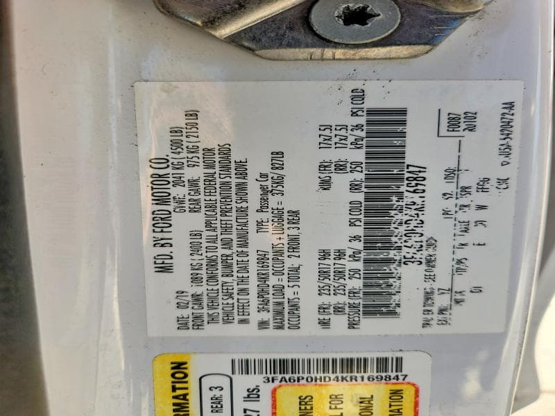 2019 FORD FUSION SE 12