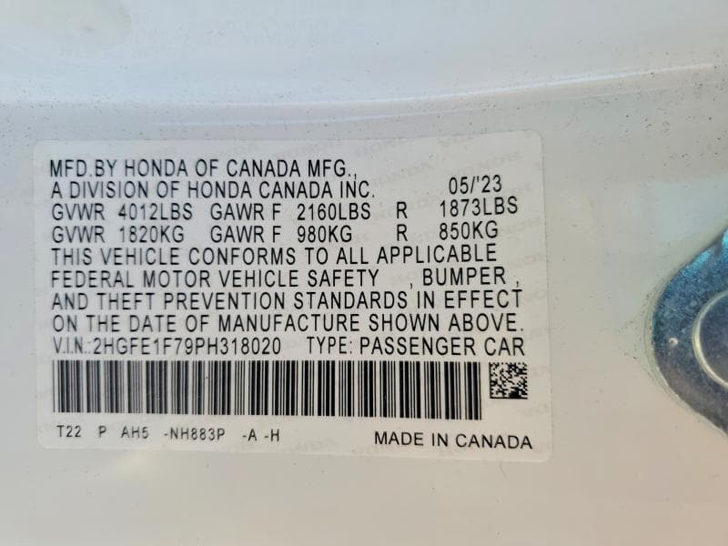 2023 HONDA CIVIC EX 12