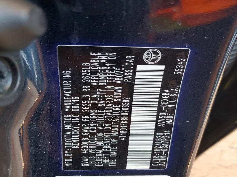2017 TOYOTA CAMRY HYBRID XLE 13