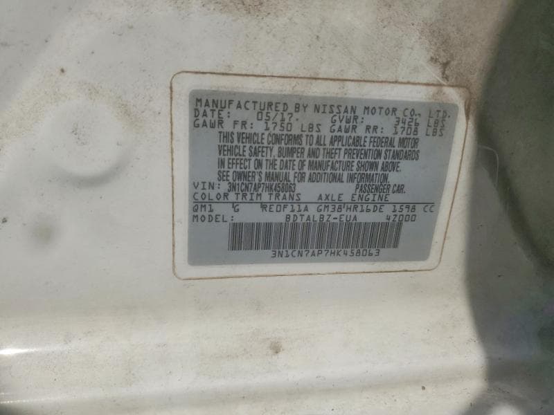 2017 NISSAN VERSA 1.6 SV 12