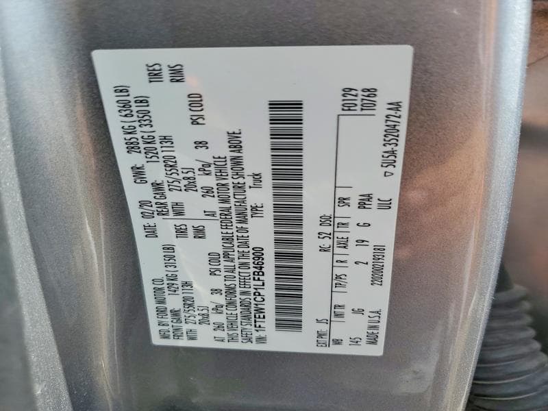 2020 FORD F150 SUPERCREW 12