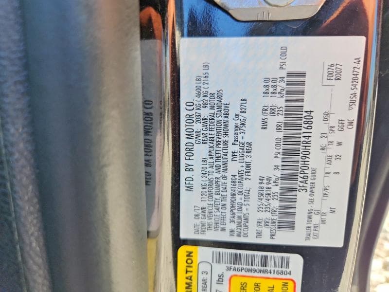 2017 FORD FUSION SE 13